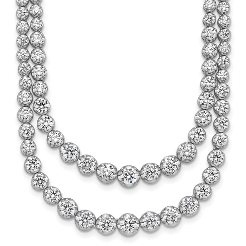 14K White Gold 14.88 Carat Lab Grown Diamond VS+ F+ Complete Graduated Layered Tennis Necklace, 18"