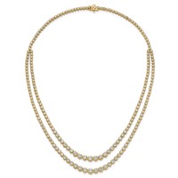 14K Yellow Gold 14.88 Carat Lab Grown Diamond VS+ F+ Complete Graduated Layered Tennis Necklace, 18" view 4