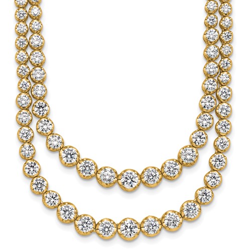 14K Yellow Gold 14.88 Carat Certified Lab Grown Diamond VS SI+ G+ Complete Graduated Layered Tennis Necklace, 18"