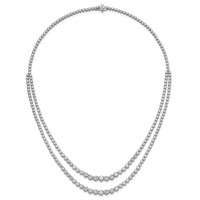 14K White Gold 15.50 Carat Lab Grown Diamond VS+ F+ Complete Graduated Layered Tennis Necklace, 20" view 4