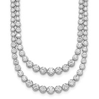 14K White Gold 15.50 Carat Lab Grown Diamond VS+ F+ Complete Graduated Layered Tennis Necklace, 20" view 1