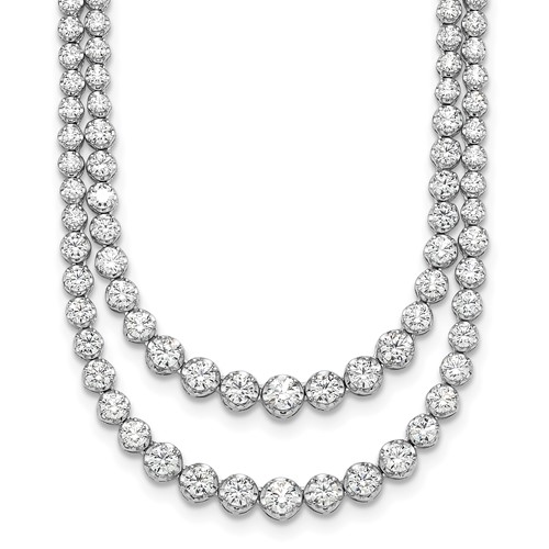 14K White Gold 15.50 Carat Certified Lab Grown Diamond VS SI+ G+ Complete Graduated Layered Tennis Necklace, 20"