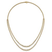 14K Yellow Gold 15.50 Carat Lab Grown Diamond VS+ F+ Complete Graduated Layered Tennis Necklace, 20" view 4