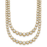 14K Yellow Gold 15.50 Carat Lab Grown Diamond VS+ F+ Complete Graduated Layered Tennis Necklace, 20" view 1