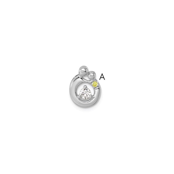 14k WG  1 Birthstone and Dia Mother/Child Chain Slide Semi-mount