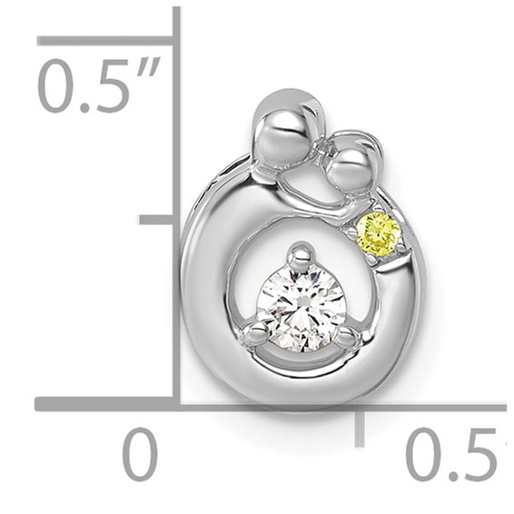 14k WG  1 Birthstone and Dia Mother/Child Chain Slide Semi-mount
