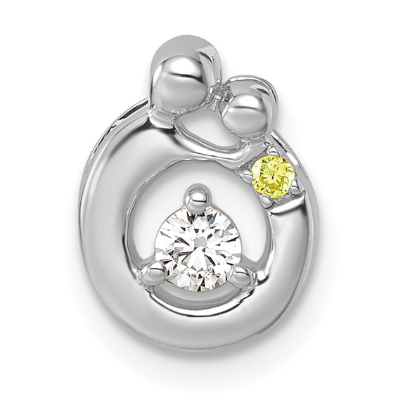 14k WG  1 Birthstone and Dia Mother/Child Chain Slide Semi-mount