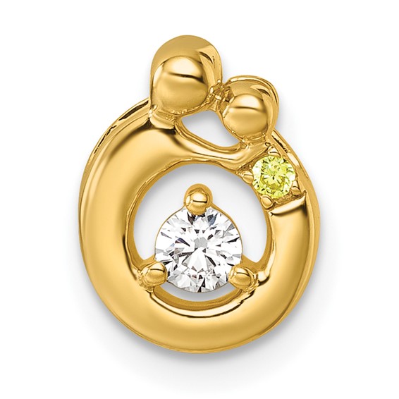 14k 1 Birthstone and Dia Mother/Child Chain Slide Semi-mount