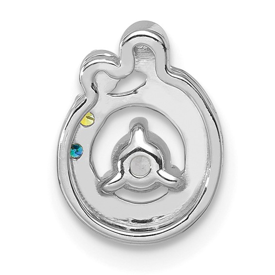 14k WG 2 Birthstone and Dia Mother/Child Chain Slide Semi-mount