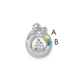 14k WG 2 Birthstone and Dia Mother/Child Chain Slide Semi-mount