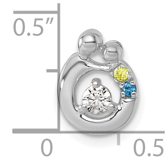 14k WG 2 Birthstone and Dia Mother/Child Chain Slide Semi-mount