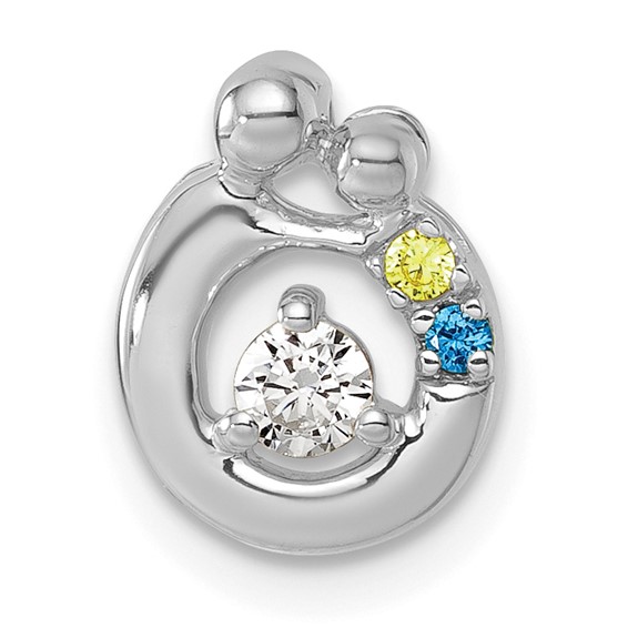 14k WG 2 Birthstone and Dia Mother/Child Chain Slide Semi-mount