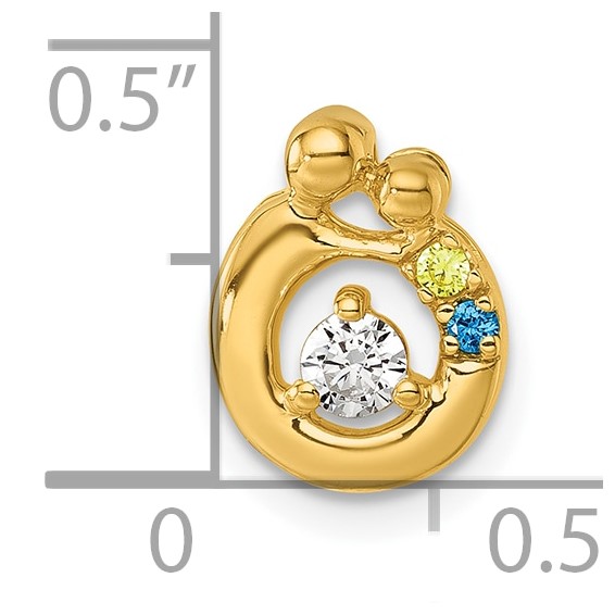 14k 2 Synthetic Birthstone and Dia. Mother/Child Chain Slide