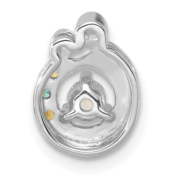 14k WG 3 Genuine Birthstone and Dia. Mother/Child Chain Slide