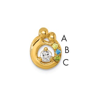14k 3 Birthstone and Dia Mother/Child Chain Slide Semi-mount