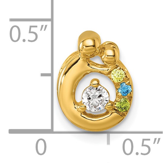 14k 3 Synthetic Birthstone and Dia. Mother/Child Chain Slide