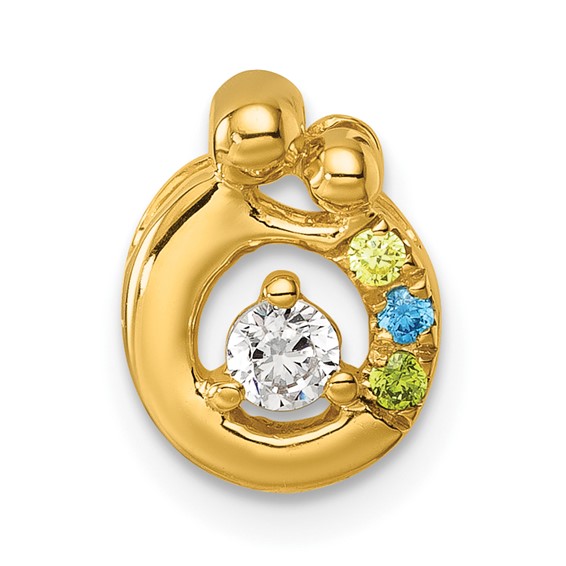 14k 3 Synthetic Birthstone and Dia. Mother/Child Chain Slide