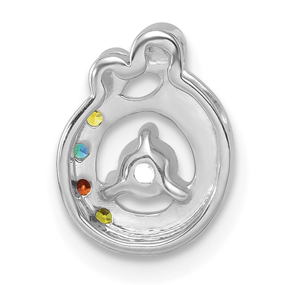 14k WG 4 Genuine Birthstone and Dia. Mother/Child Chain Slide