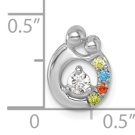 14k WG 4 Genuine Birthstone and Dia. Mother/Child Chain Slide