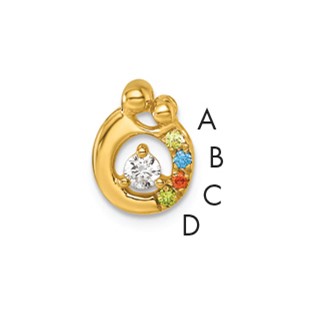 14k 4 Birthstone and Dia Mother/Child Chain Slide Semi-mount