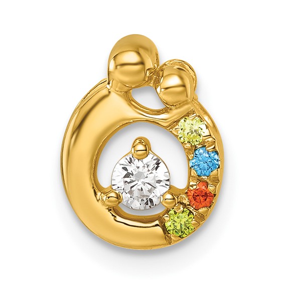 14k 4 Birthstone and Dia Mother/Child Chain Slide Semi-mount