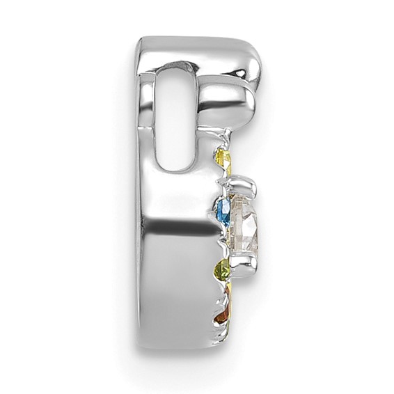 14k WG 5 Birthstone and Dia Mother/Child Chain Slide Semi-mount