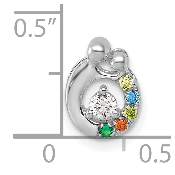 14k WG 5 Birthstone and Dia Mother/Child Chain Slide Semi-mount