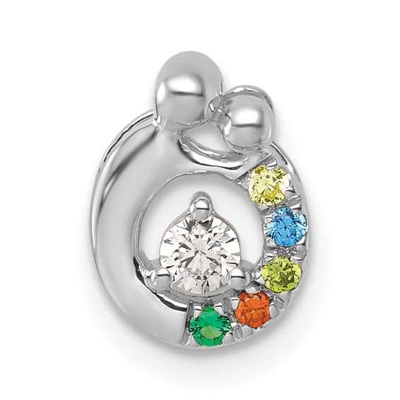 14k WG 5 Birthstone and Dia Mother/Child Chain Slide Semi-mount