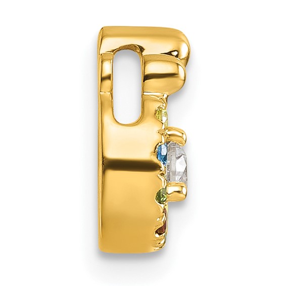 14k 5 Genuine Birthstone and Dia. Mother/Child  Chain Slide