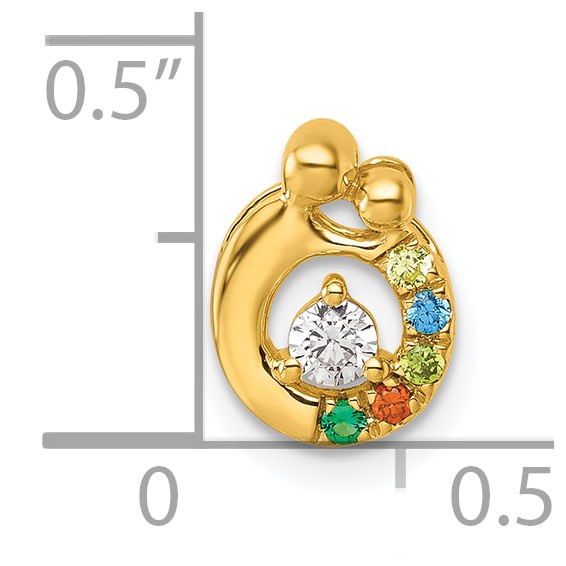 14k 5 Genuine Birthstone and Dia. Mother/Child  Chain Slide