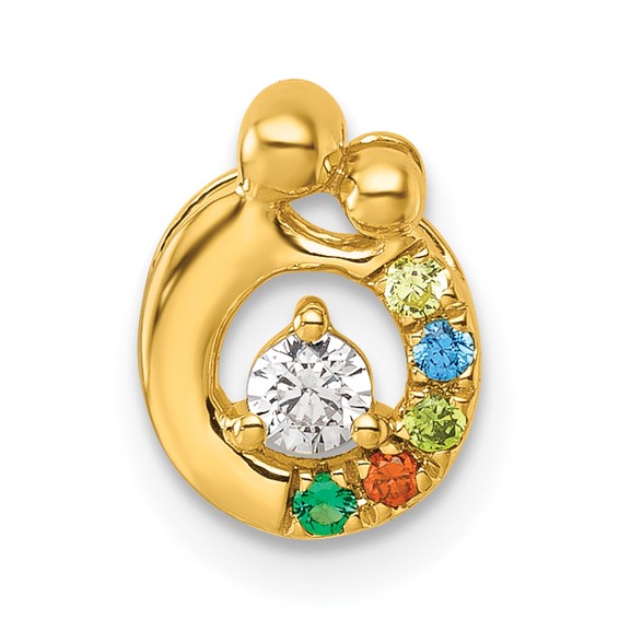 14k 5 Genuine Birthstone and Dia. Mother/Child  Chain Slide