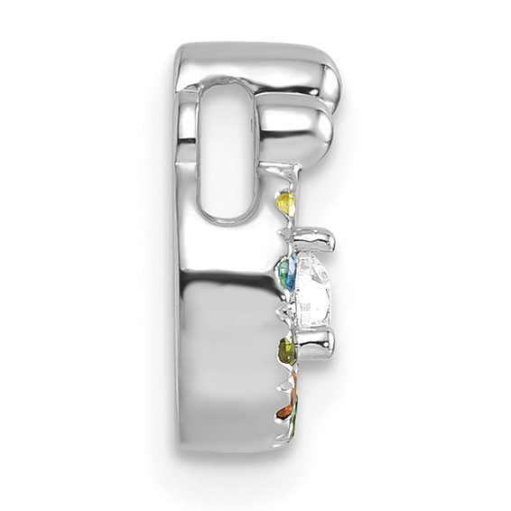 14k WG 6 Synthetic Birthstone and Dia. Mother/Child Chain Slide