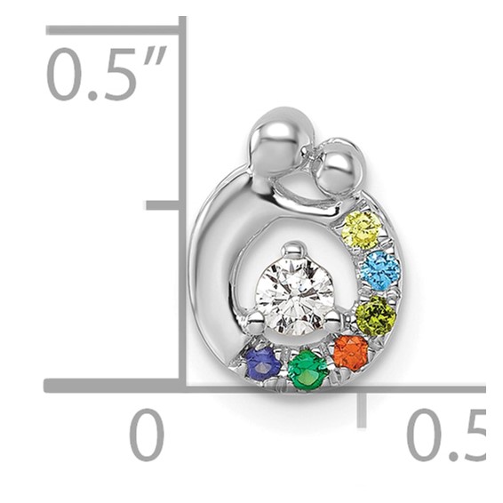 14k WG 6 Synthetic Birthstone and Dia. Mother/Child Chain Slide