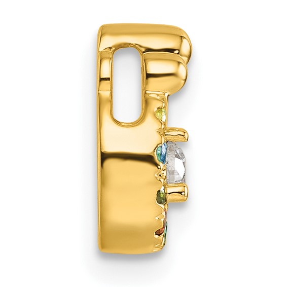 14k 6 Genuine Birthstone and Dia. Mother/Child Chain Slide