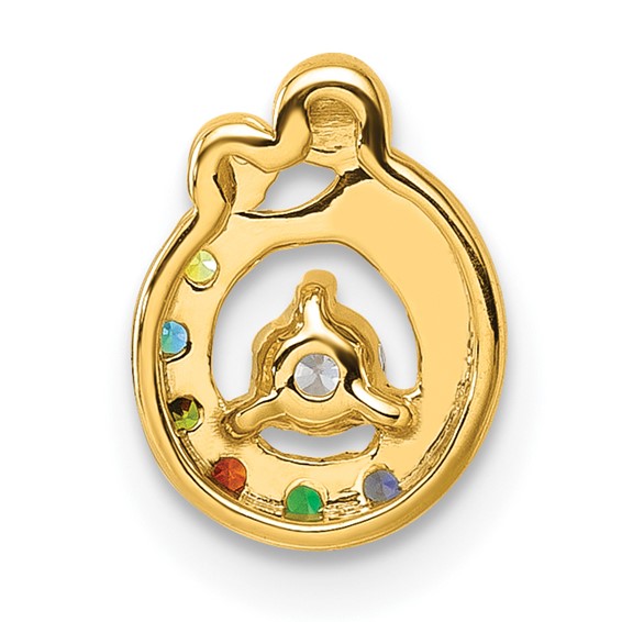 14k 6 Genuine Birthstone and Dia. Mother/Child Chain Slide