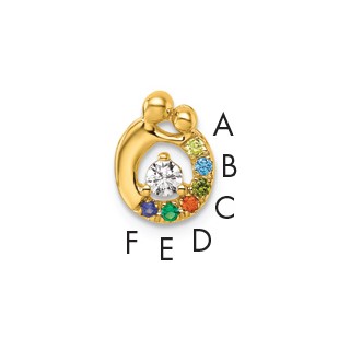 14k 6 Genuine Birthstone and Dia. Mother/Child Chain Slide