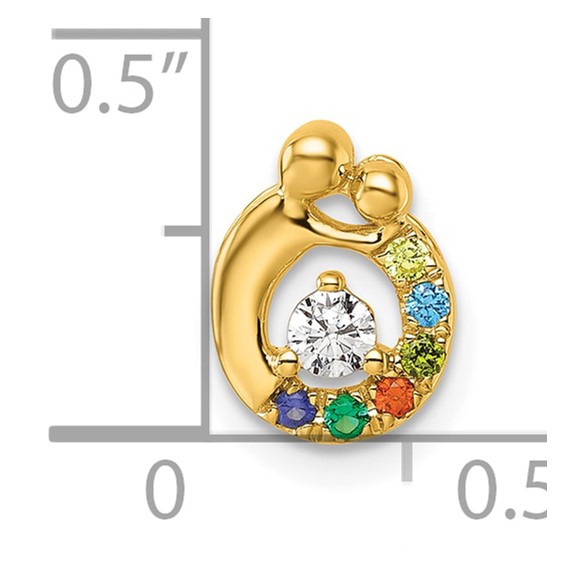 14k 6 Genuine Birthstone and Dia. Mother/Child Chain Slide