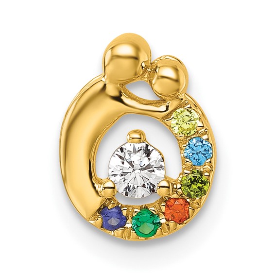 14k 6 Genuine Birthstone and Dia. Mother/Child Chain Slide