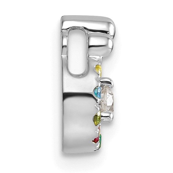 14k WG 7 Genuine Birthstone and Dia. Mother/Child Chain Slide