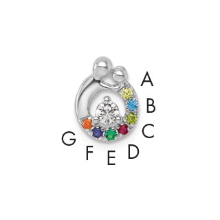 14k WG 7 Genuine Birthstone and Dia. Mother/Child Chain Slide