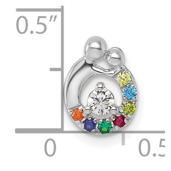 14k WG 7 Genuine Birthstone and Dia. Mother/Child Chain Slide