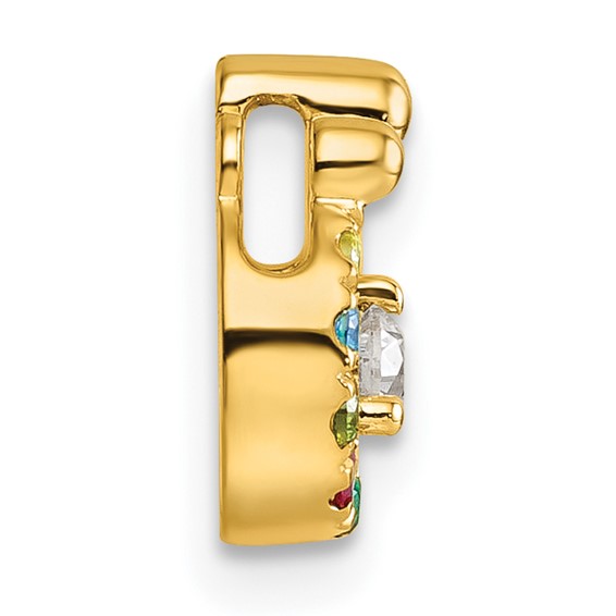 14k 7 Synthetic Birthstone and Dia. Mother/Child Chain Slide