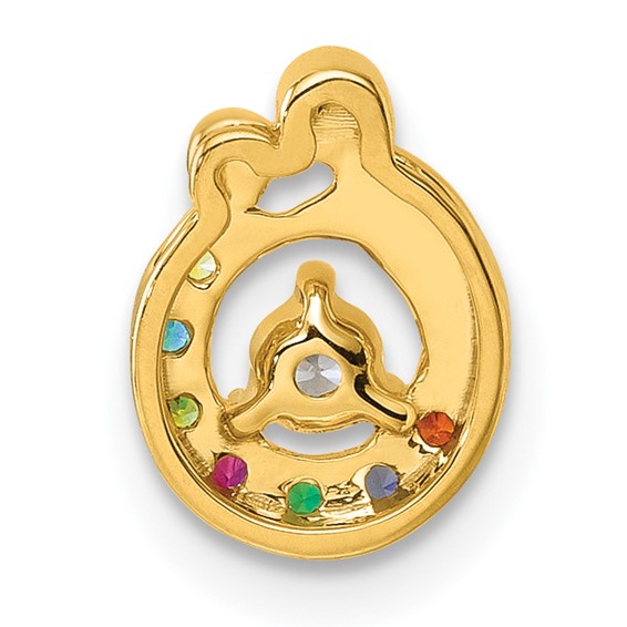14k 7 Synthetic Birthstone and Dia. Mother/Child Chain Slide