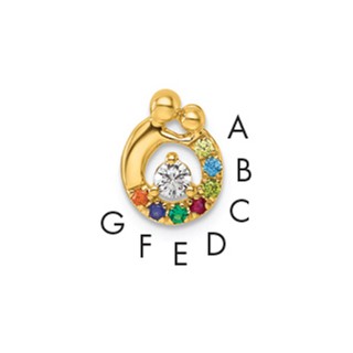 14k 7 Synthetic Birthstone and Dia. Mother/Child Chain Slide