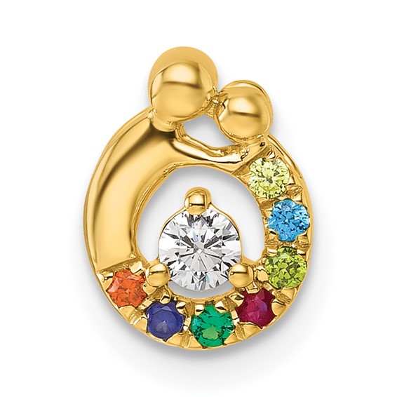 14k 7 Synthetic Birthstone and Dia. Mother/Child Chain Slide