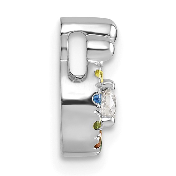 14k WG 8 Birthstone and Dia Mother/Child Chain Slide Semi-mount