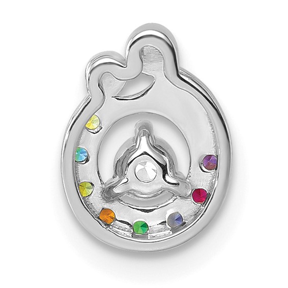 14k WG 8 Birthstone and Dia Mother/Child Chain Slide Semi-mount