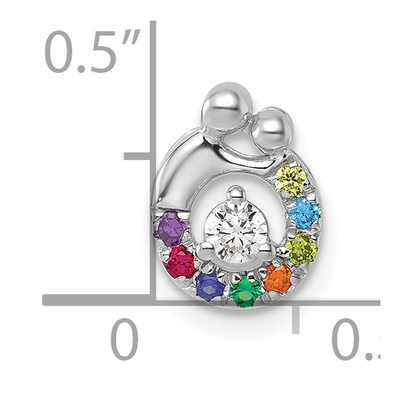 14k WG 8 Birthstone and Dia Mother/Child Chain Slide Semi-mount