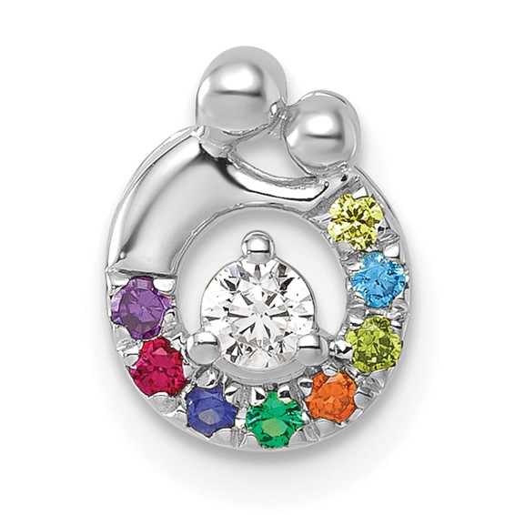 14k WG 8 Birthstone and Dia Mother/Child Chain Slide Semi-mount