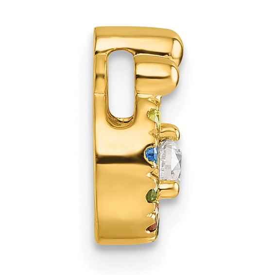 14k 8 Synthetic Birthstone and Dia. Mother/Child Chain Slide